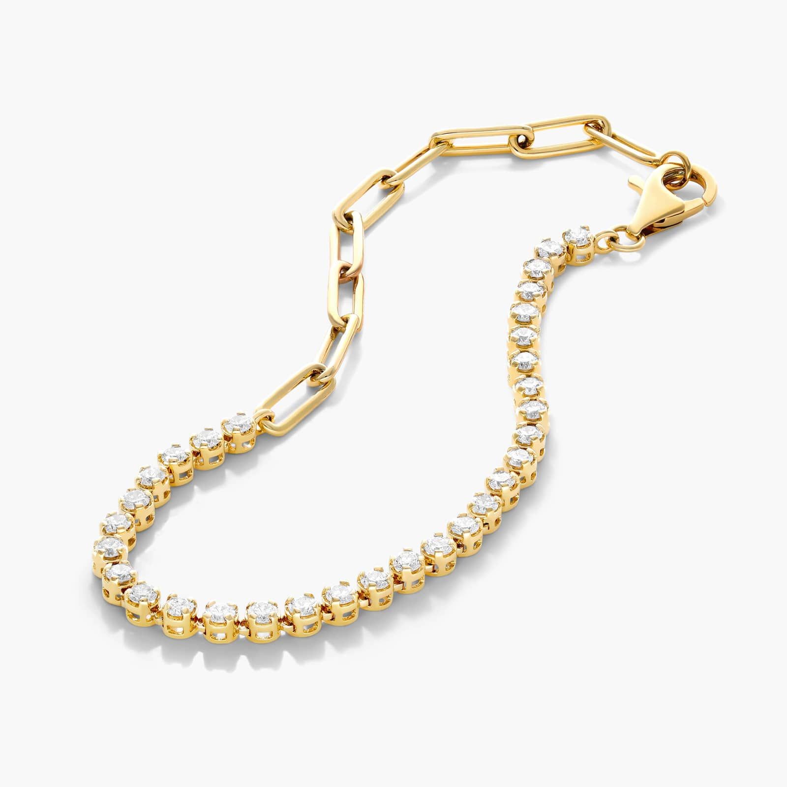 Paperclip And Diamond Tennis Bracelet In 14K Yellow Gold By James Allen