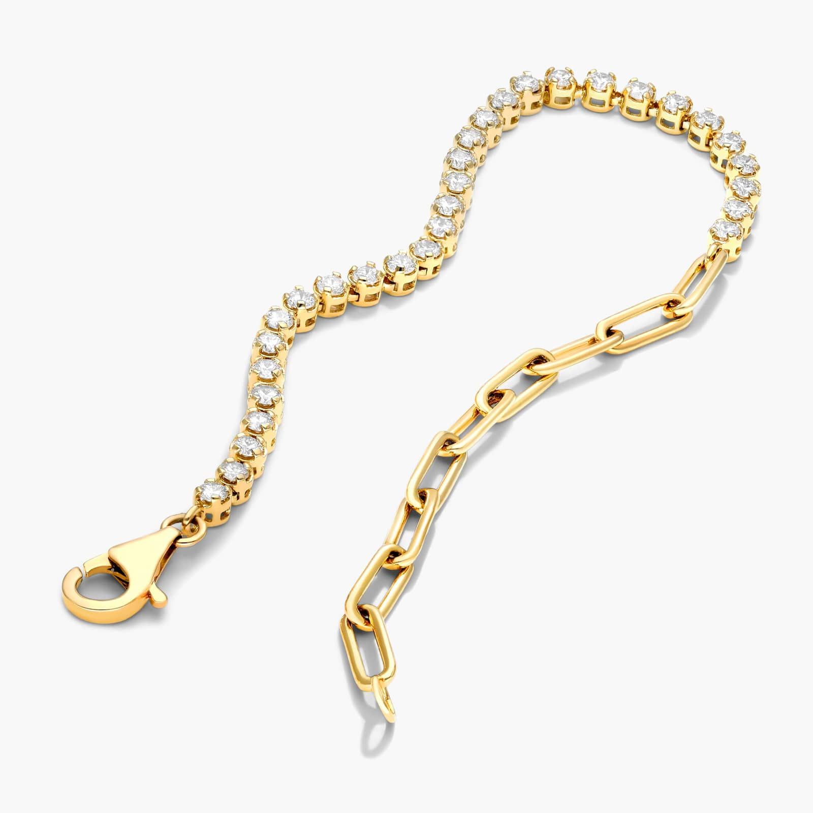 Paperclip And Diamond Tennis Bracelet In 14K Yellow Gold By James Allen
