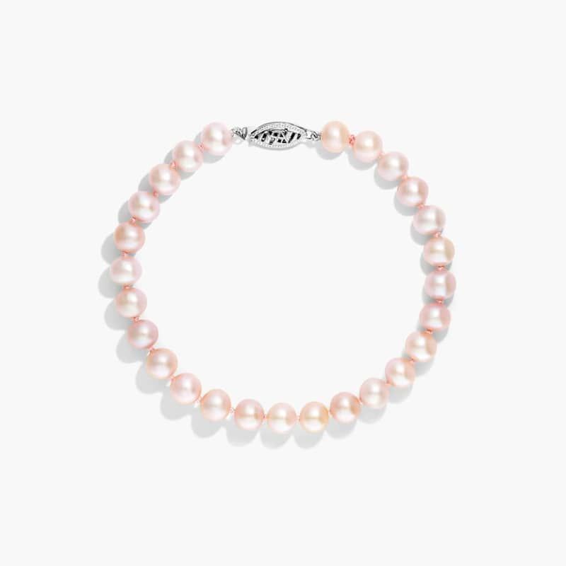 Pink Freshwater Cultured Pearl Fish Clasp Bracelet In 14K White Gold (6-7mm) By James Allen