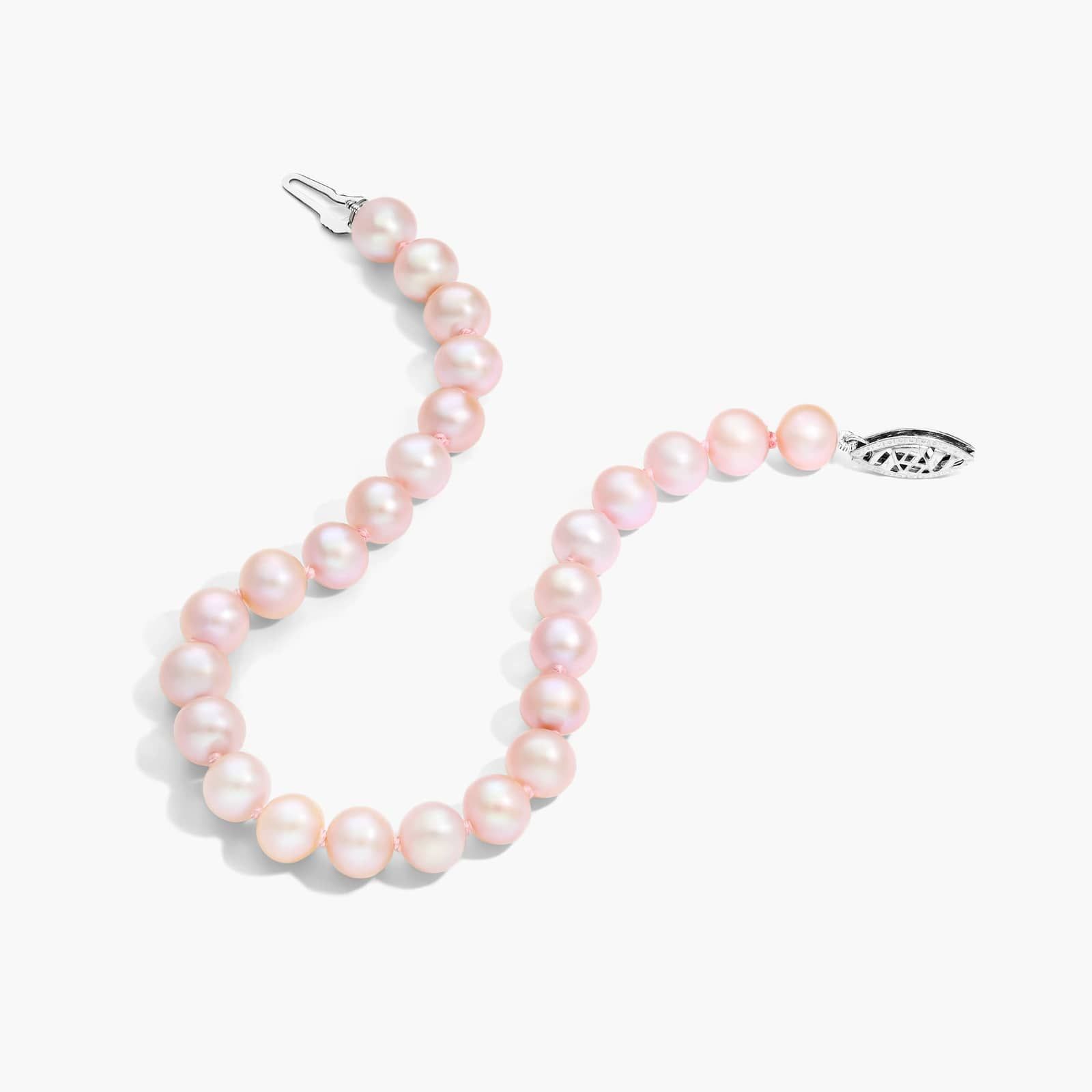 Pink Freshwater Cultured Pearl Fish Clasp Bracelet In 14K White Gold (6-7mm) By James Allen