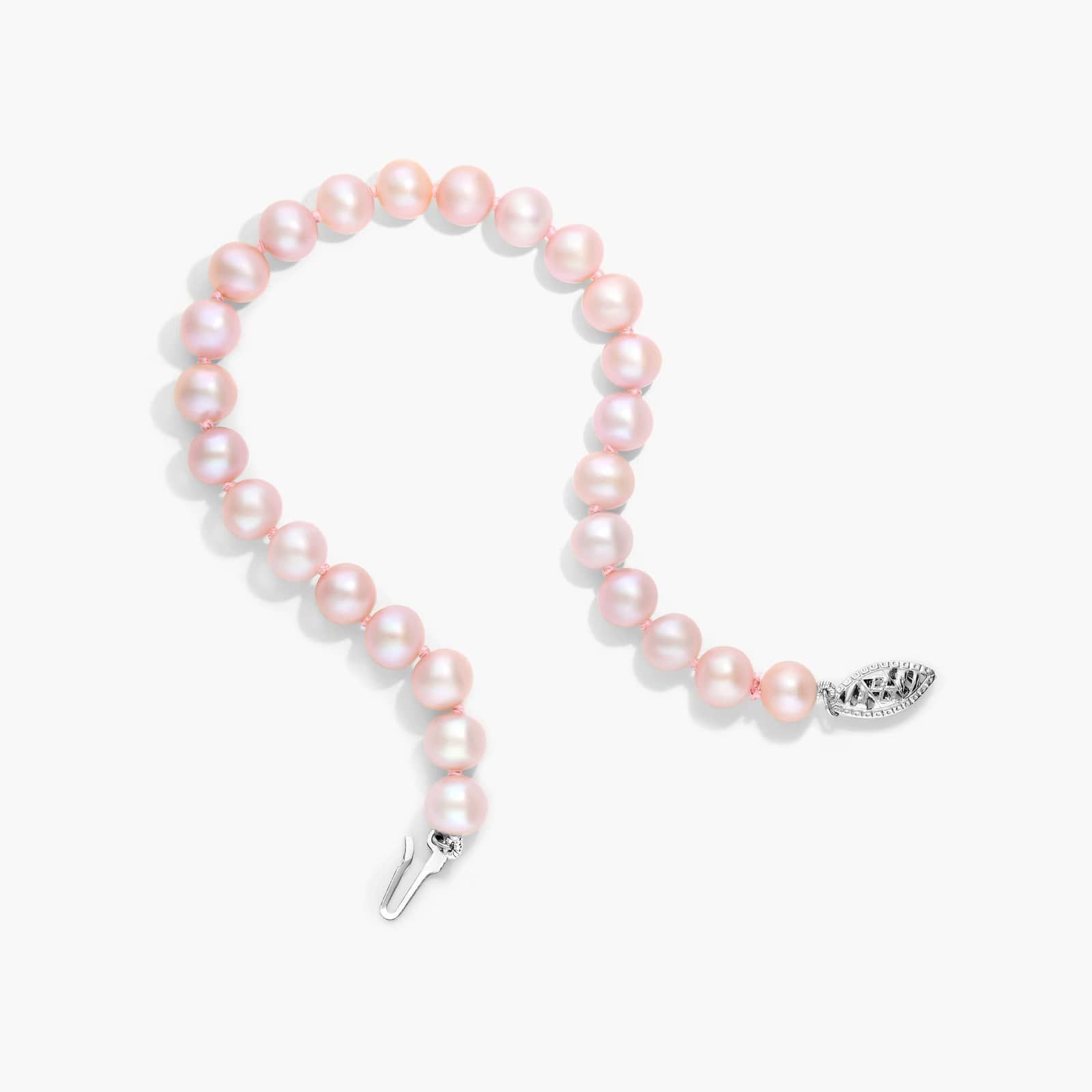 Pink Freshwater Cultured Pearl Fish Clasp Bracelet In 14K White Gold (6-7mm) By James Allen