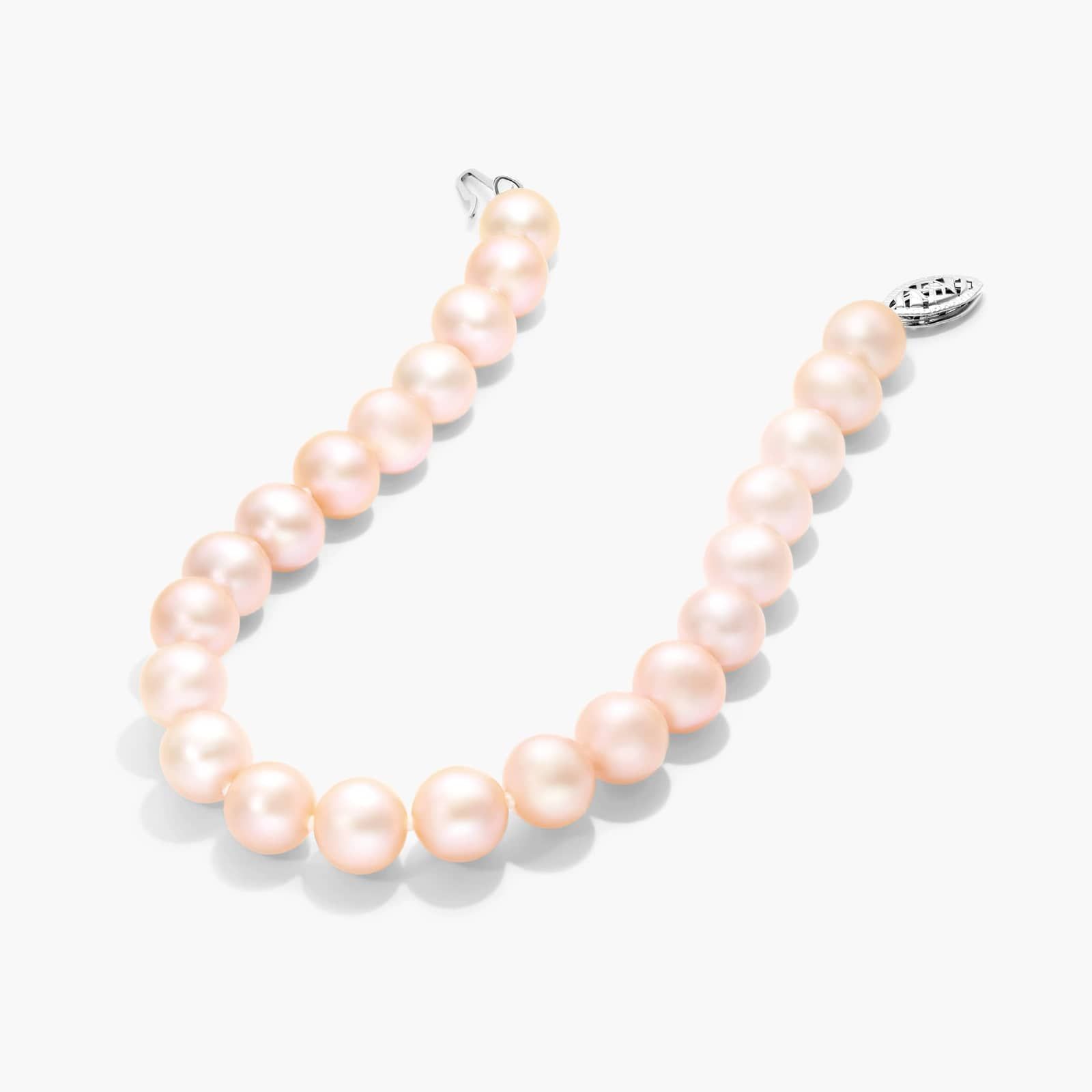 Pink Freshwater Cultured Pearl Fish Clasp Bracelet In 14K White Gold (7-8mm) By James Allen