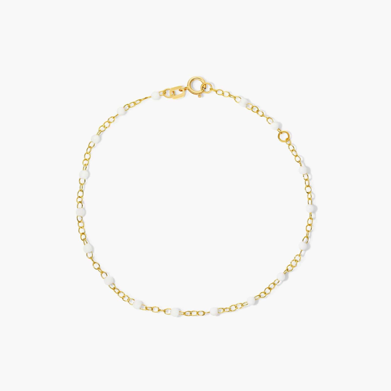 White Enamel Bead Bracelet In 14K Yellow Gold By James Allen