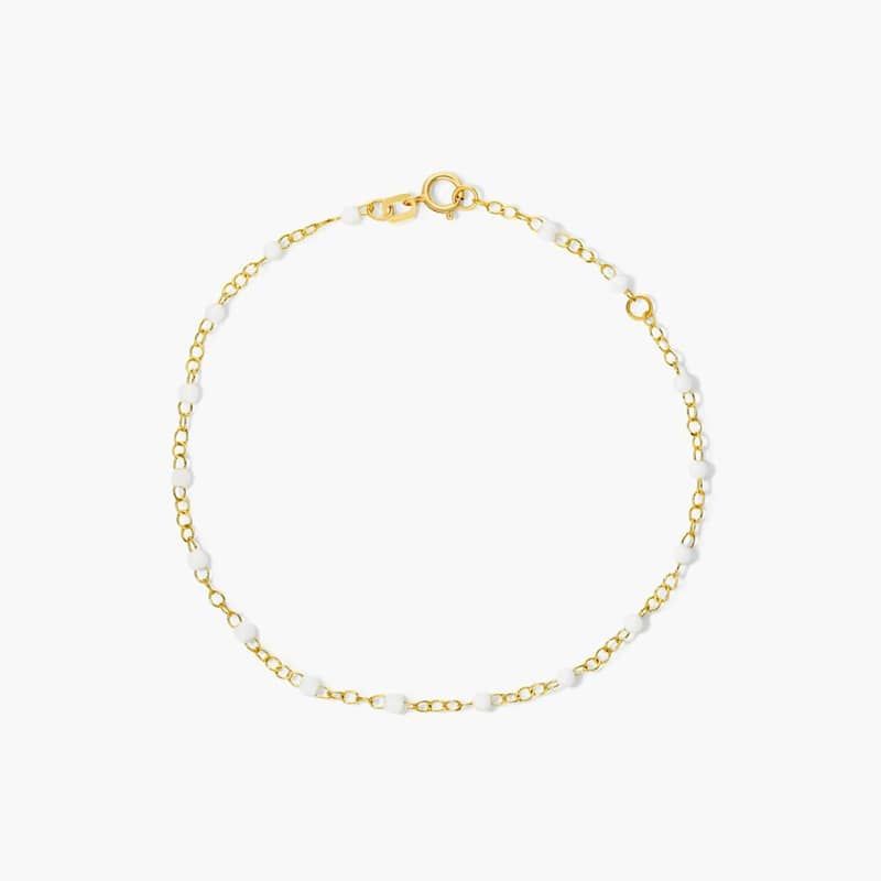White Enamel Bead Bracelet In 14K Yellow Gold By James Allen