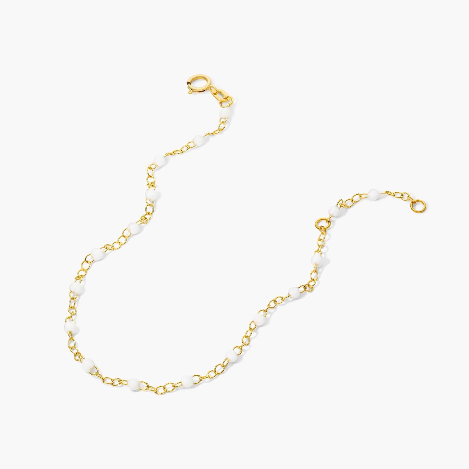 White Enamel Bead Bracelet In 14K Yellow Gold By James Allen