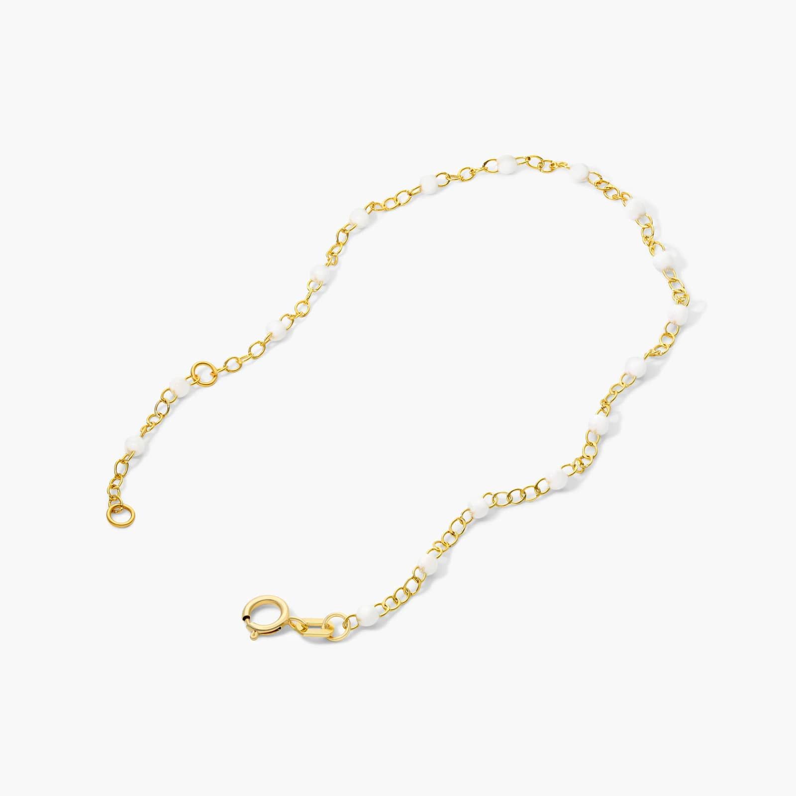 White Enamel Bead Bracelet In 14K Yellow Gold By James Allen