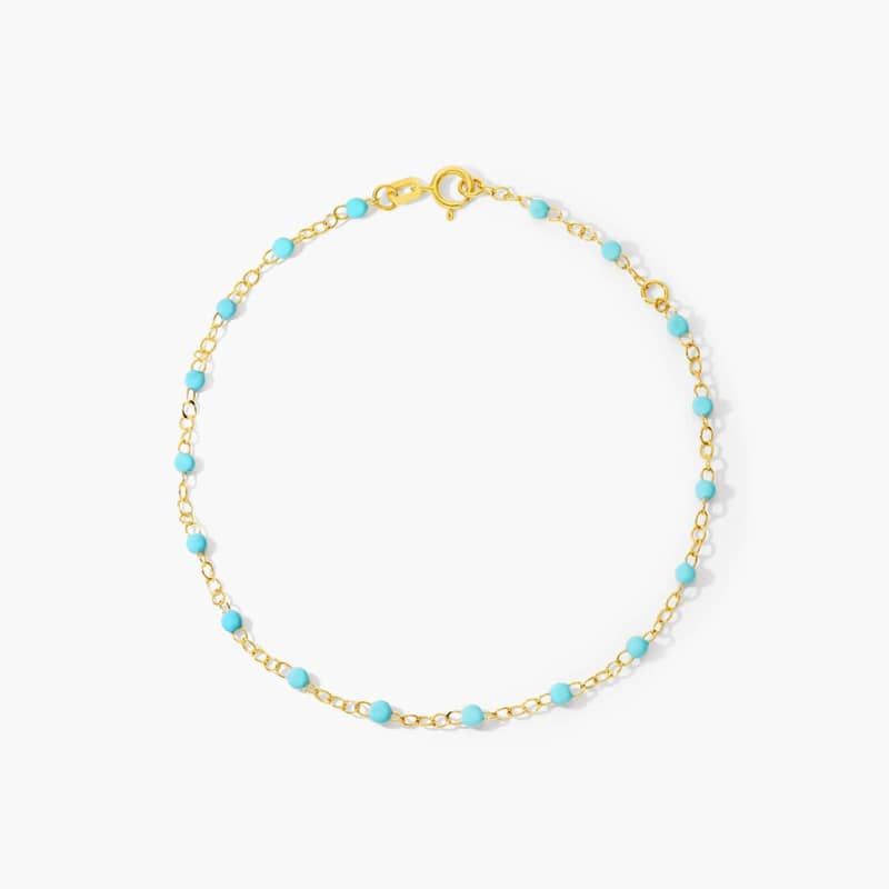 Turquoise Enamel Bead Bracelet In 14K Yellow Gold By James Allen
