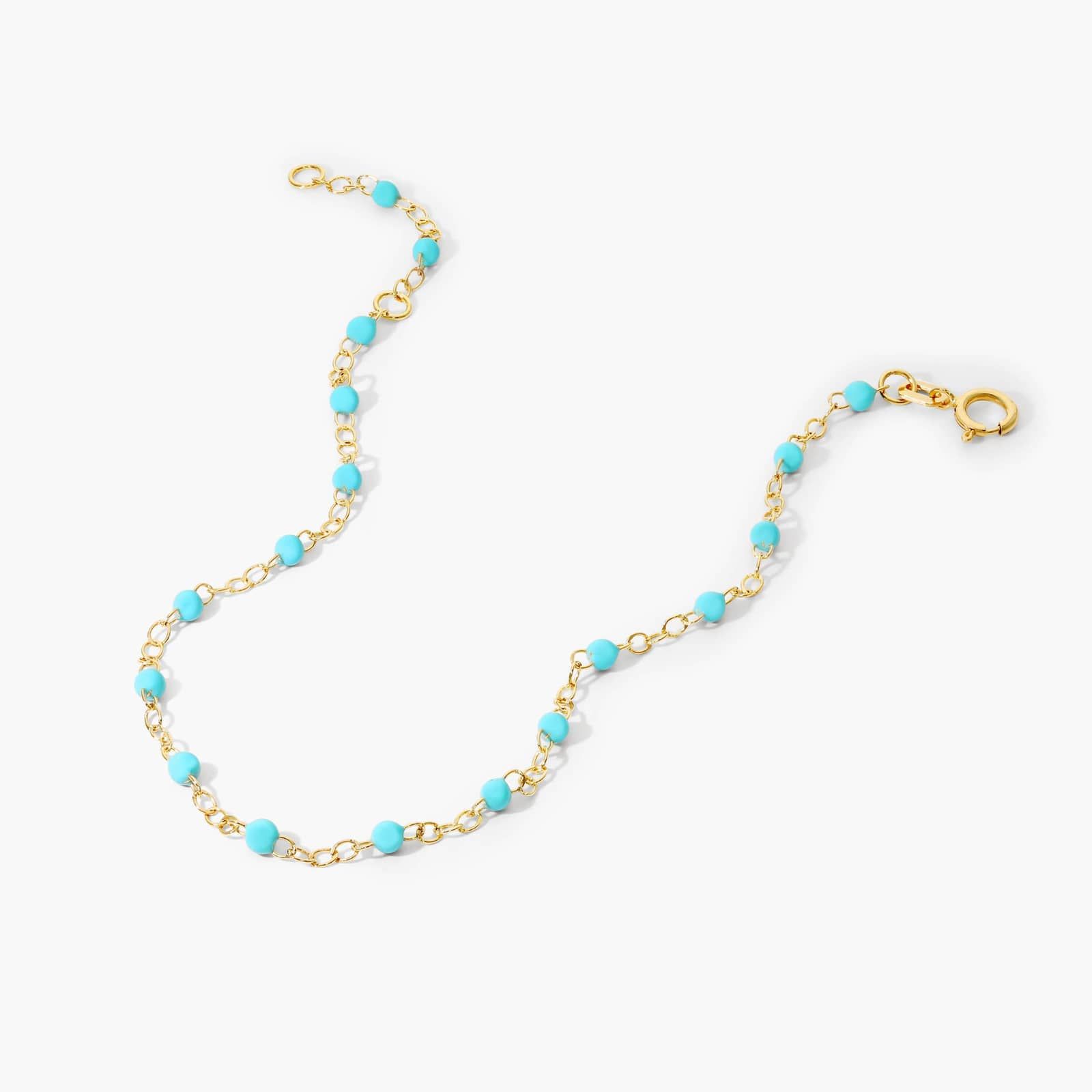 Turquoise Enamel Bead Bracelet In 14K Yellow Gold By James Allen