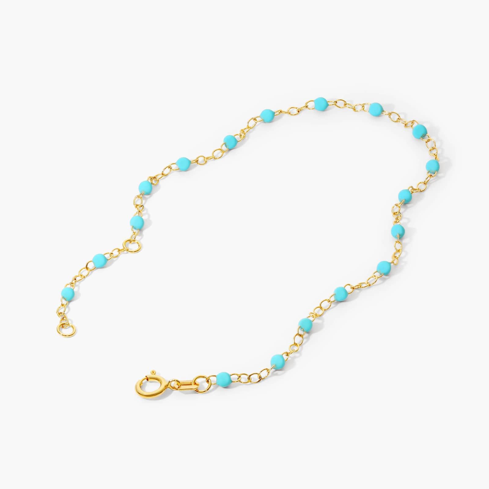 Turquoise Enamel Bead Bracelet In 14K Yellow Gold By James Allen