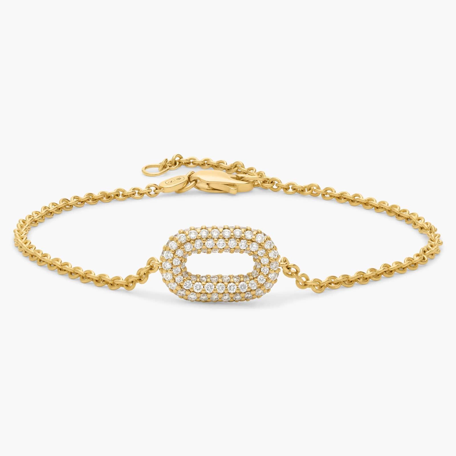 Ellipse Chain Bracelet in 14K Yellow Gold with Diamonds