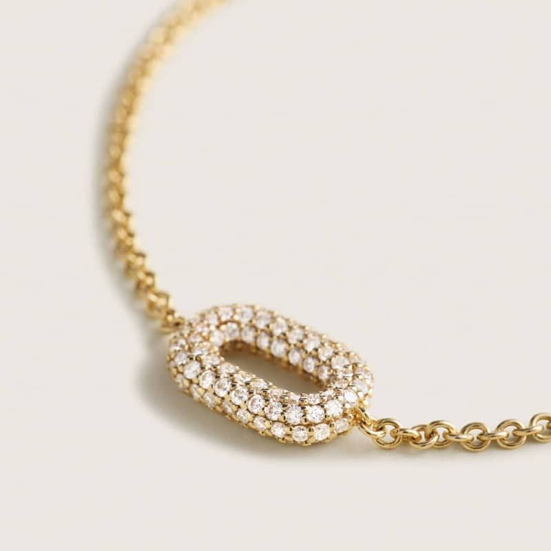Ellipse Chain Bracelet in 14K Yellow Gold with Diamonds