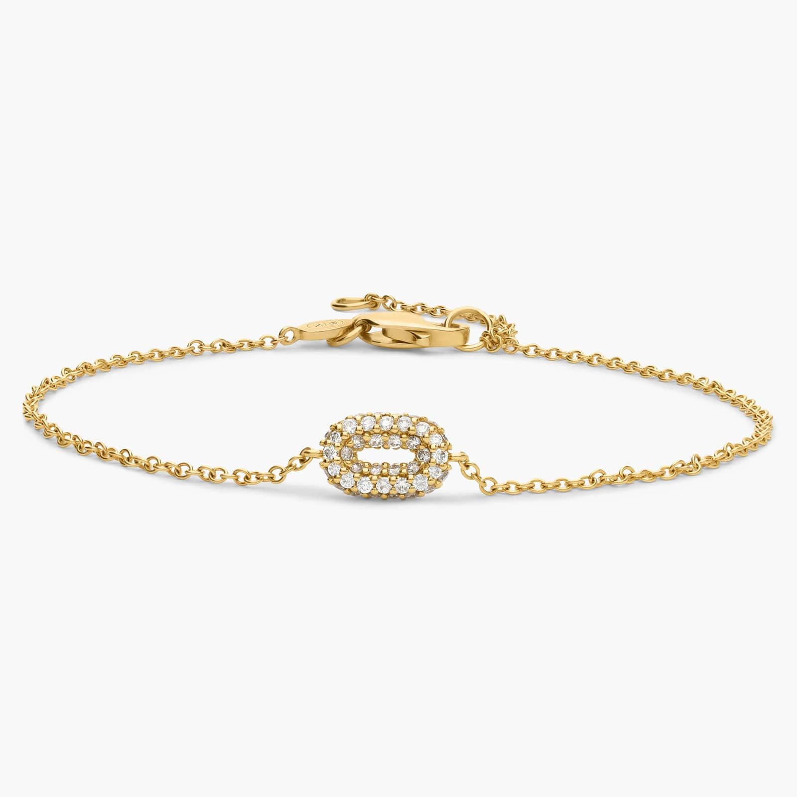 Ellipse Small Chain Bracelet in 14K Yellow Gold with Diamonds