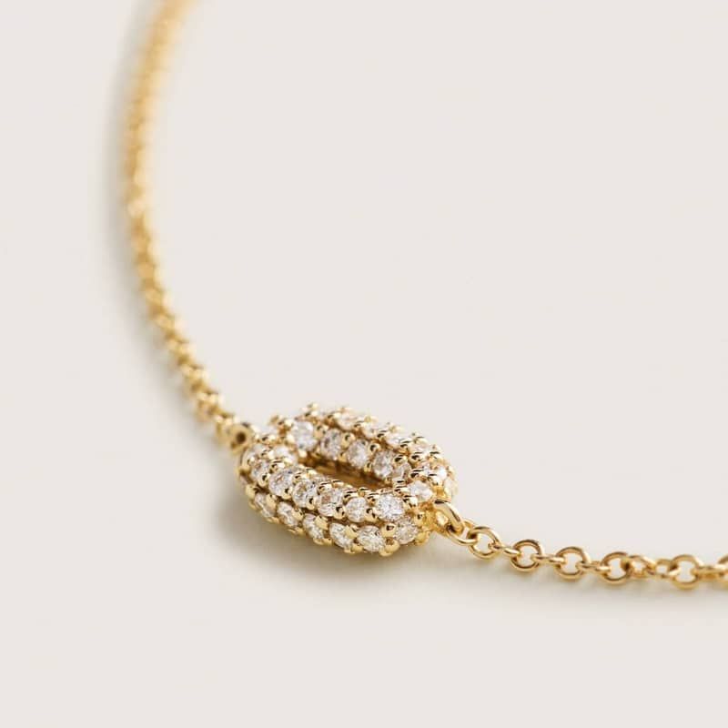 Ellipse Small Chain Bracelet in 14K Yellow Gold with Diamonds