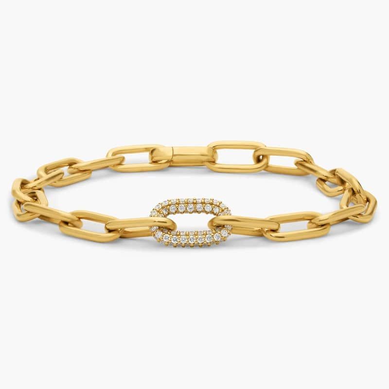 Ellipse Bracelet in 14K Yellow Gold with Diamonds
