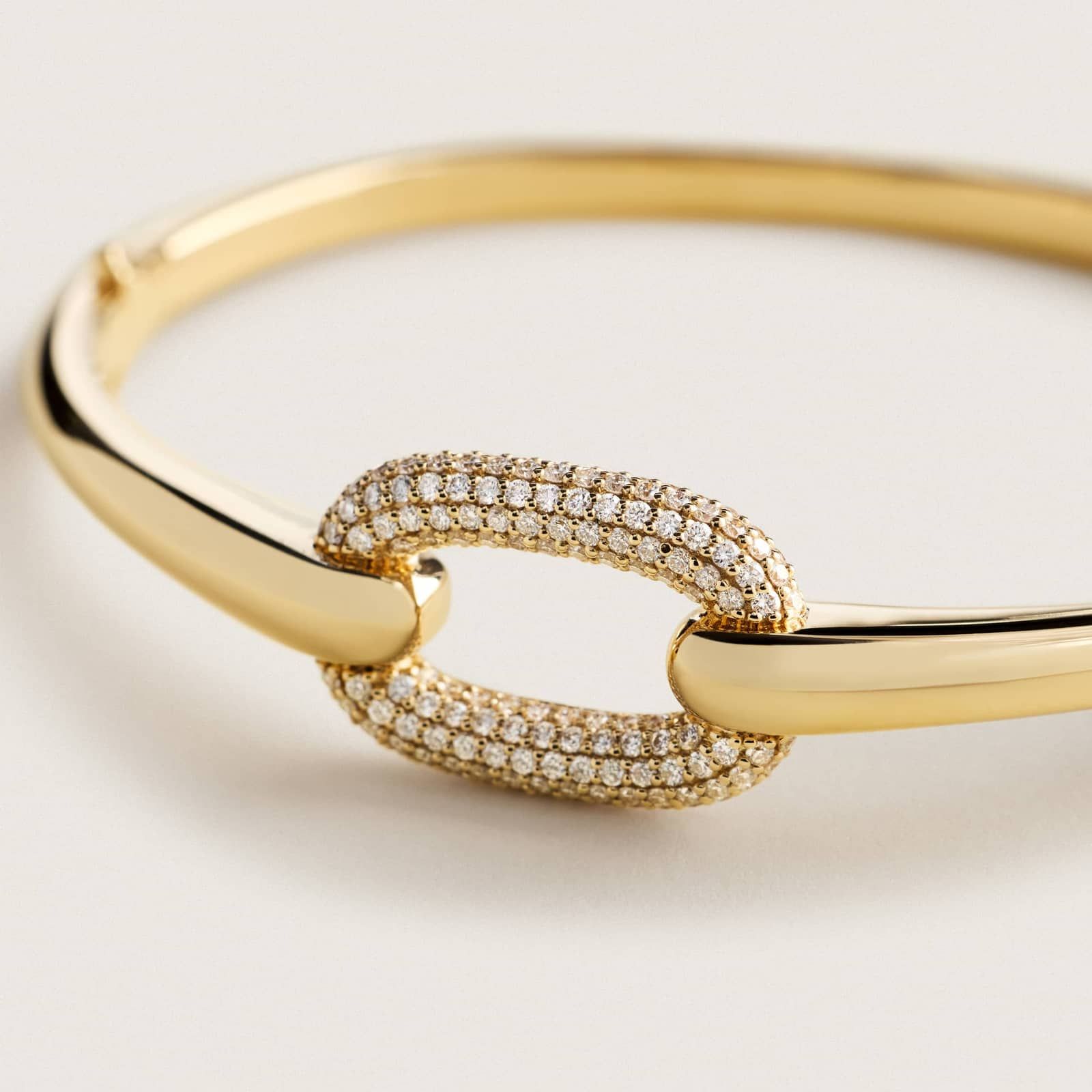 Ellipse Bangle in 14K Yellow Gold with Diamonds