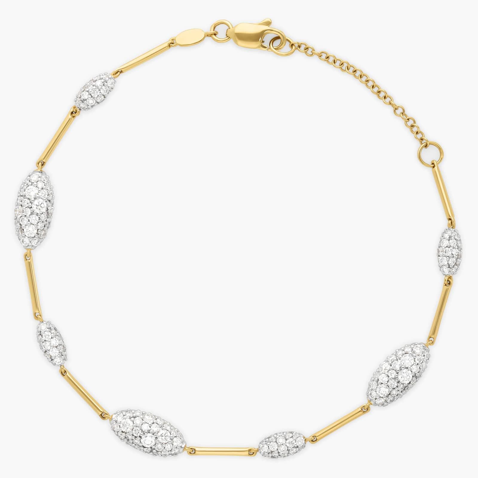 Modern Pave Station Bracelet in 14K Yellow Gold With Diamonds