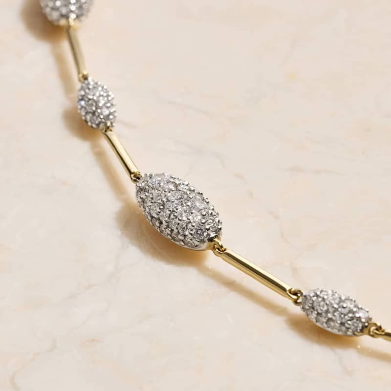 Modern Pave Station Bracelet in 14K Yellow Gold With Diamonds