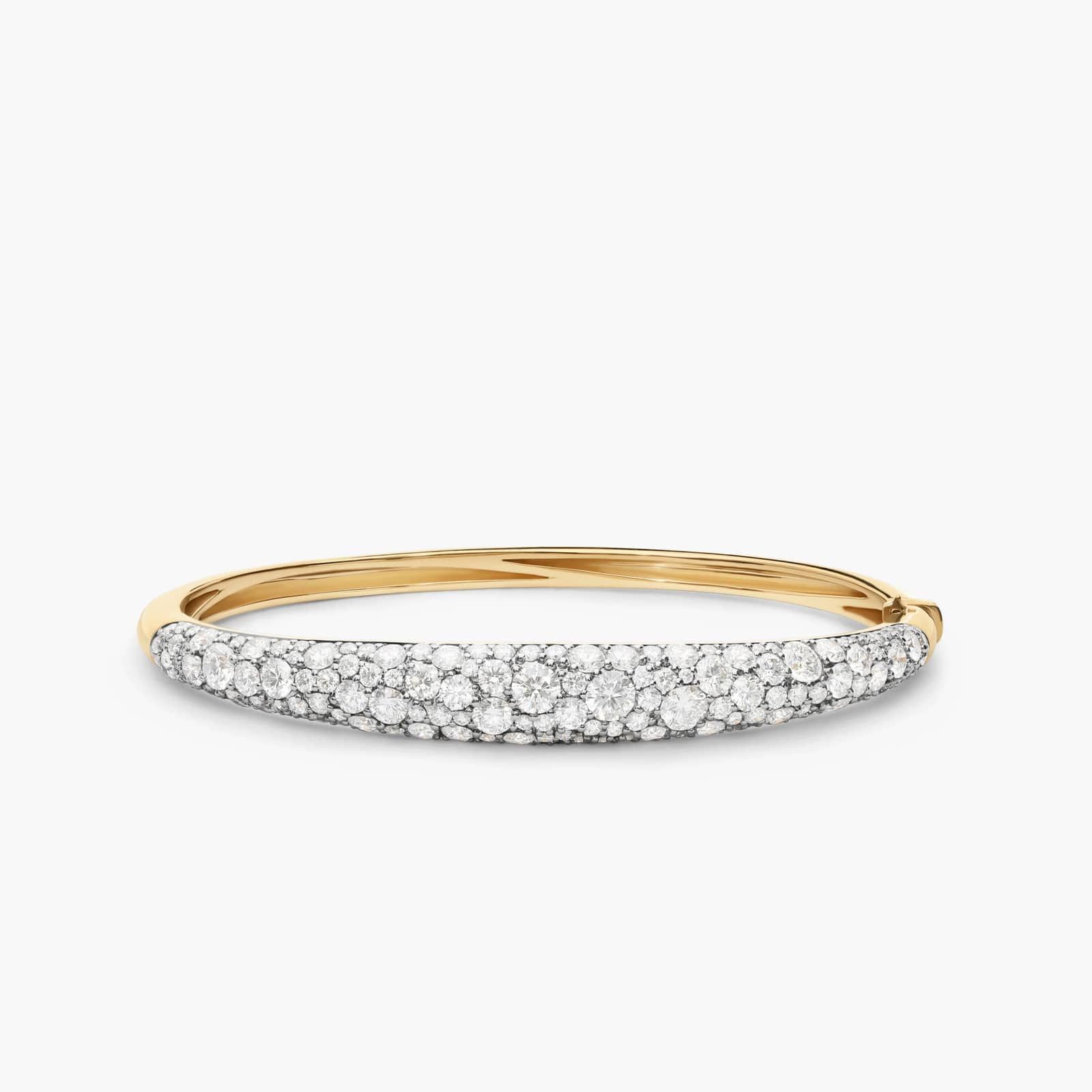 Modern Pave Bangle Bracelet in 14K Yellow Gold With Diamonds