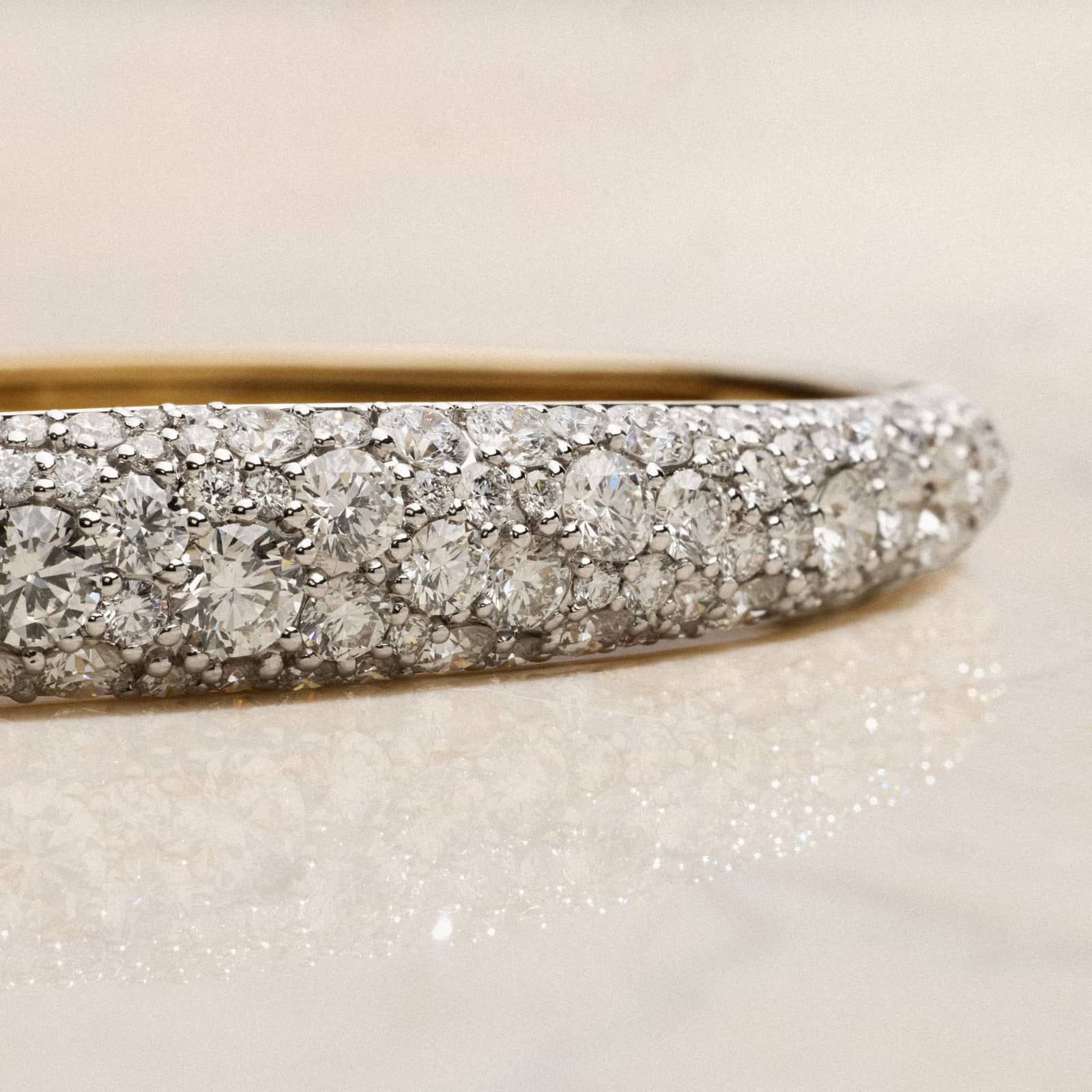 Modern Pave Bangle Bracelet in 14K Yellow Gold With Diamonds