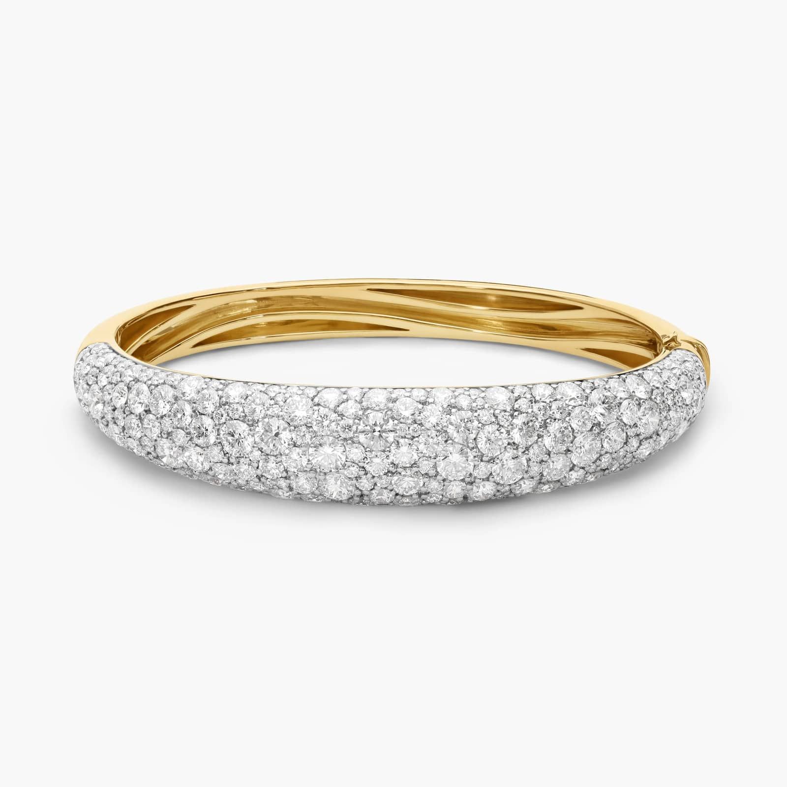 Modern Pave Large Bangle Bracelet in 14K Yellow Gold With Diamonds