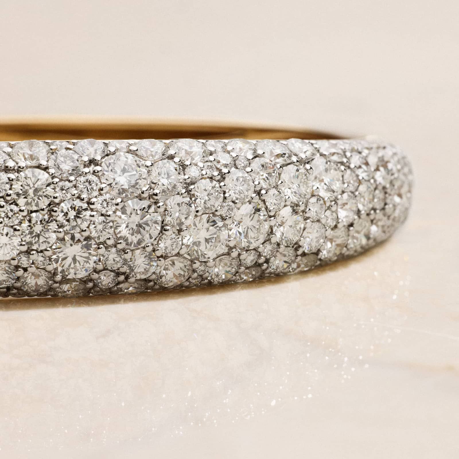 Modern Pave Large Bangle Bracelet in 14K Yellow Gold With Diamonds