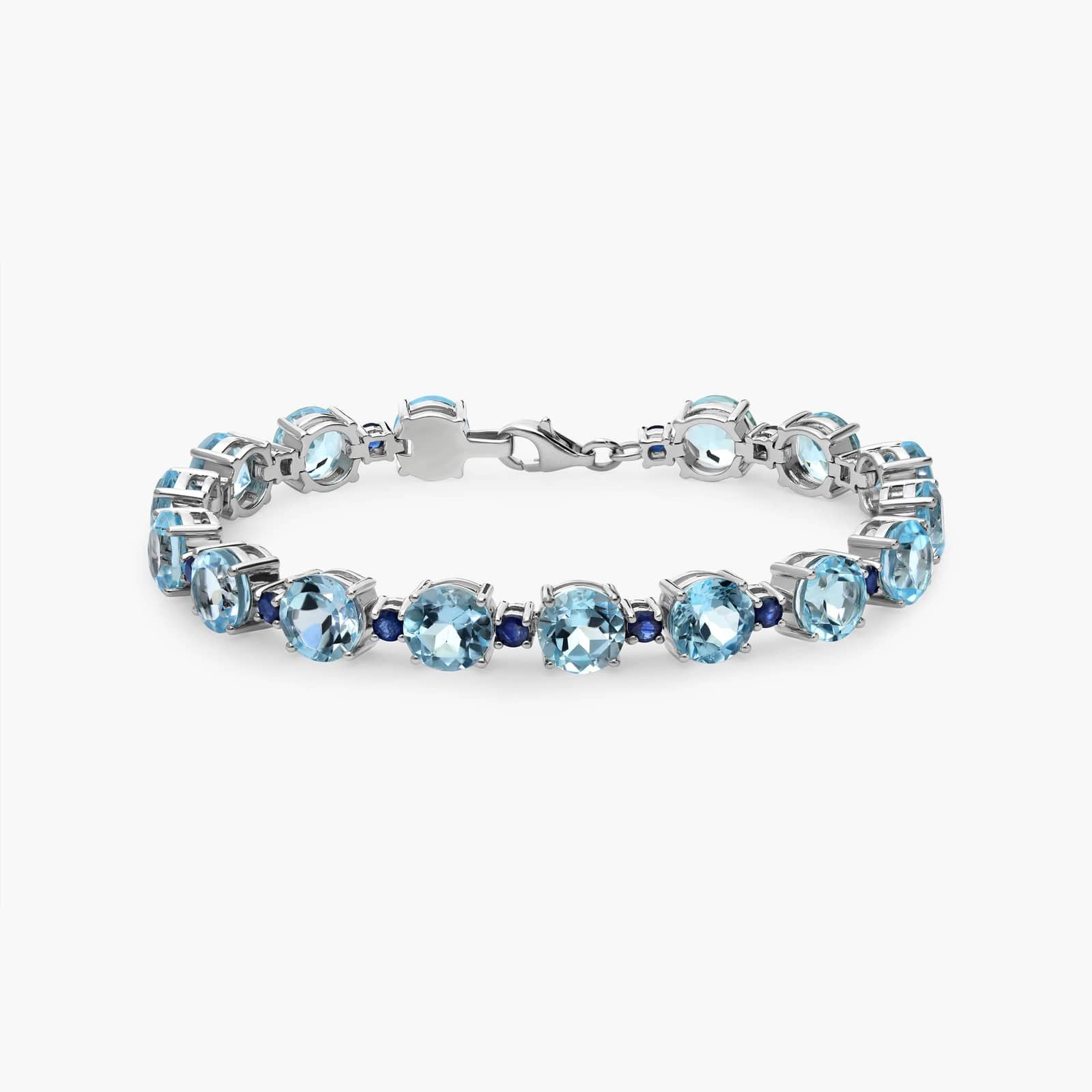 Blue Topaz and Blue Sapphire Bracelet in Sterling Silver
