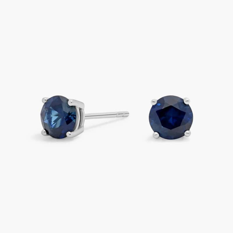 Sapphire Stud Earrings in 18k White Gold (5mm)