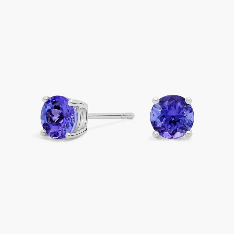 Tanzanite Stud Earrings in 18K White Gold (5mm)