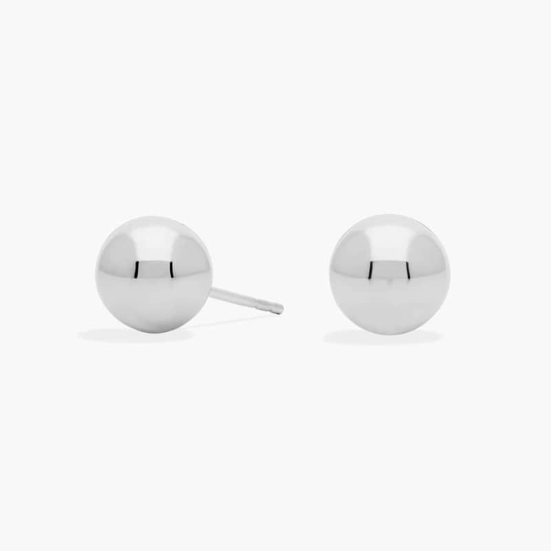 Ball Stud Earrings in 14k White Gold (8mm)