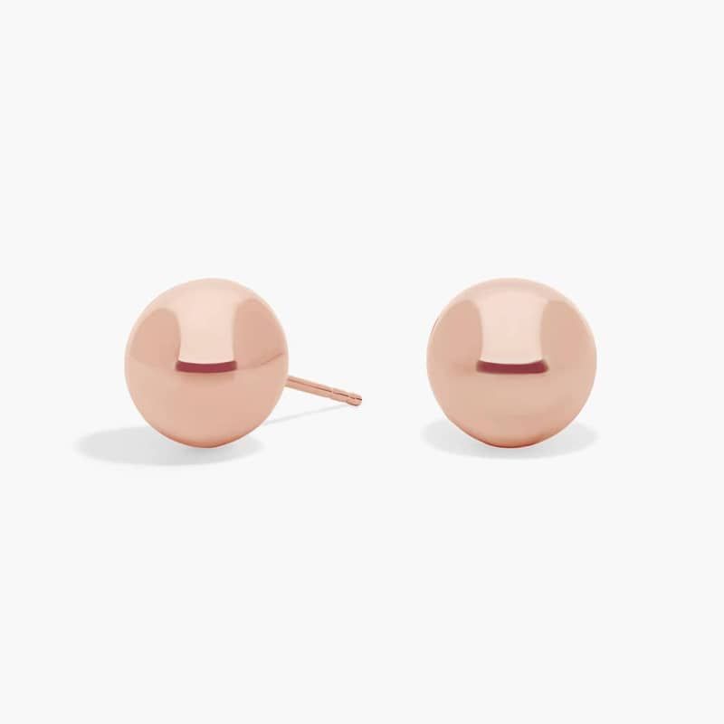 Bead Ball Stud Earrings in 14k Rose Gold (10mm)
