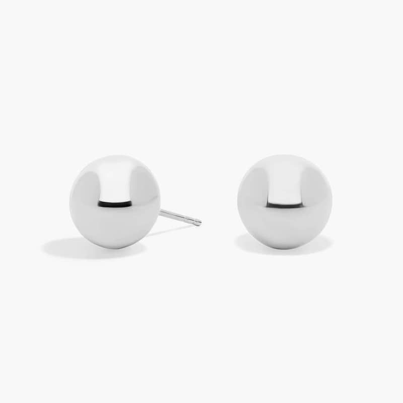 Ball Stud Earrings in 14k White Gold (10mm)