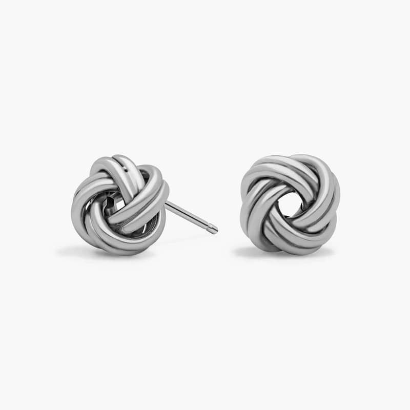 Petite Love Knot Earrings in 14k Italian White Gold