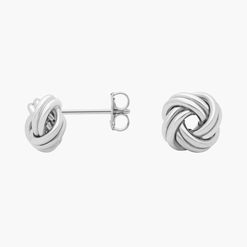 Petite Love Knot Earrings in 14k Italian White Gold