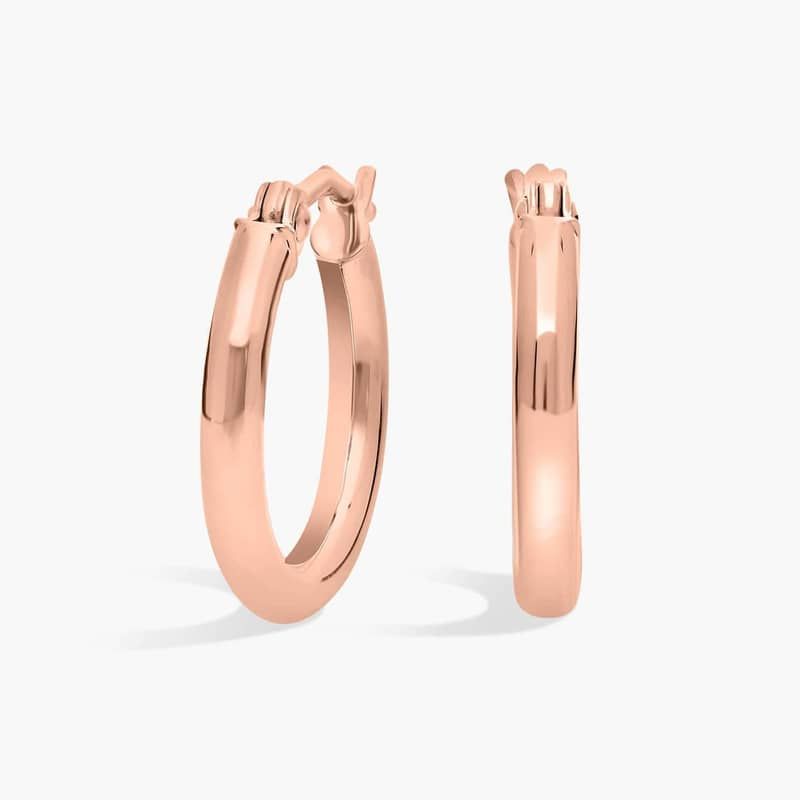 Small Hoop Earrings in 14k Rose Gold (2 x 15 mm)