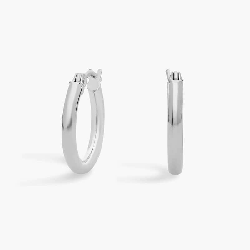 Small Hoop Earrings in 14k White Gold (2 x 15 mm)