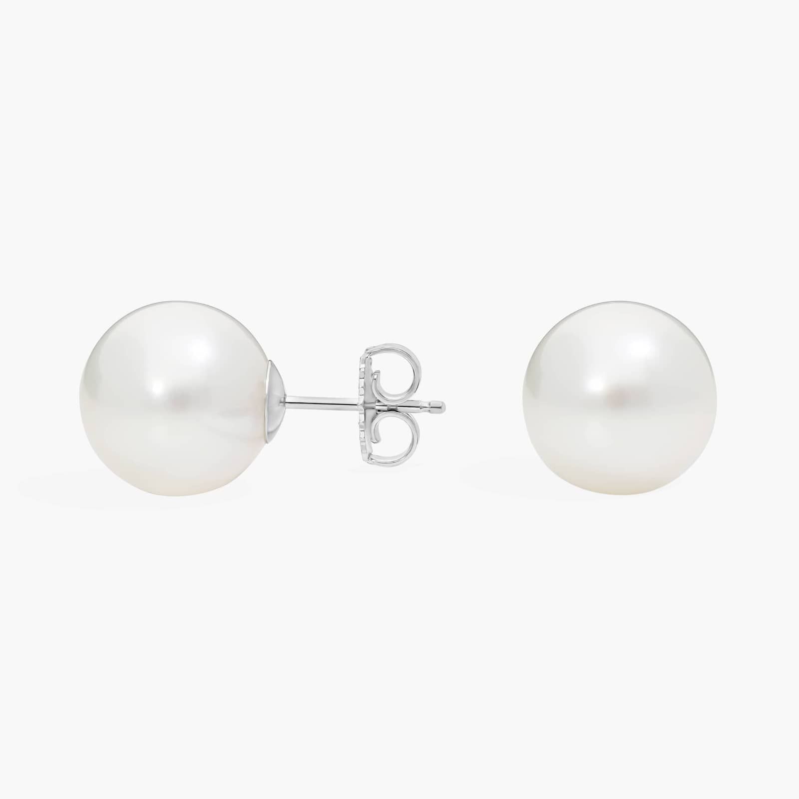 South Sea Cultured Pearl Stud Earrings in 18k White Gold (11-12mm)