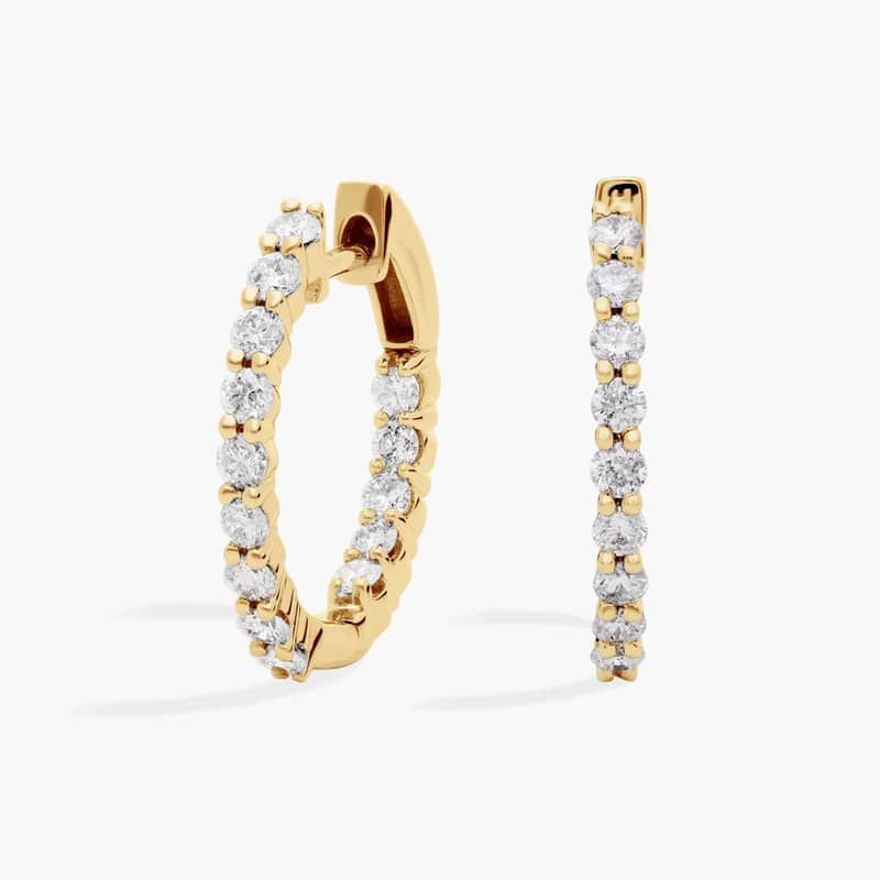 Diamond Eternity Hoop Earrings in 14k Yellow Gold (1 ct. tw.)