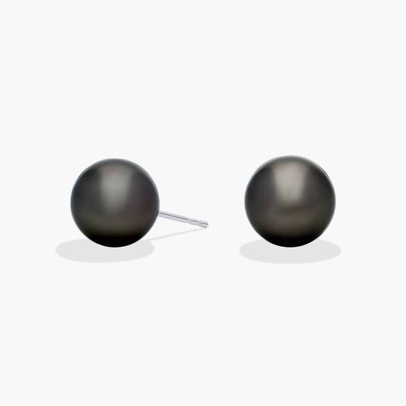 Tahitian Cultured Pearl Stud Earrings in 18k White Gold (10-10.5mm)