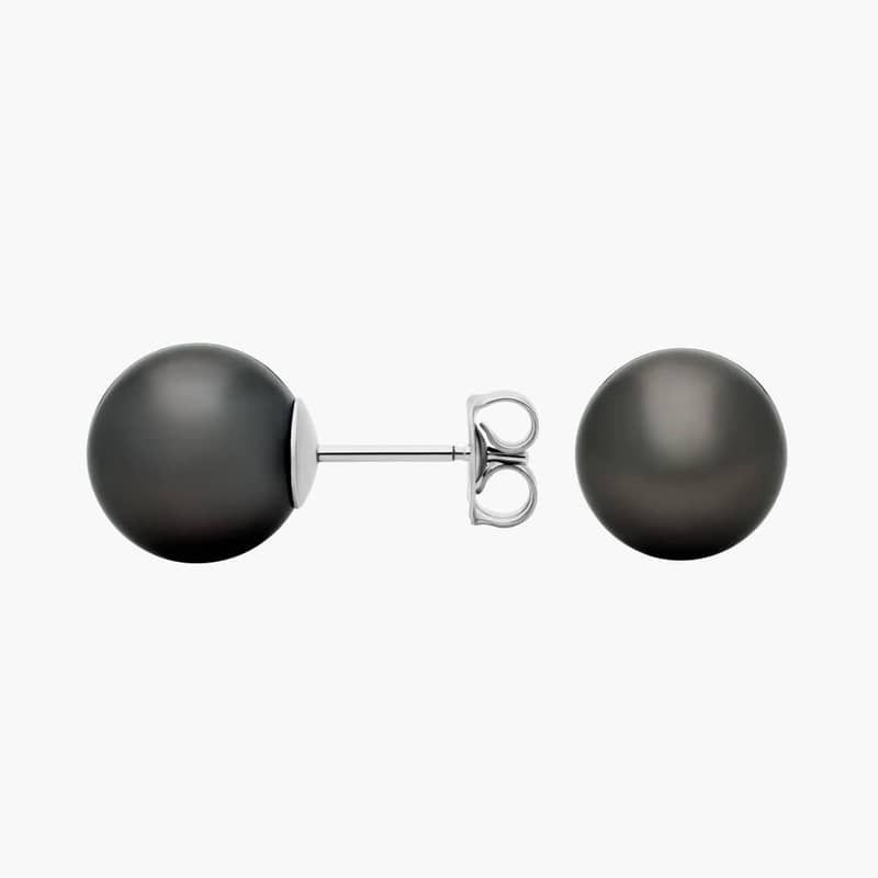 Tahitian Cultured Pearl Stud Earrings in 18k White Gold (10-10.5mm)