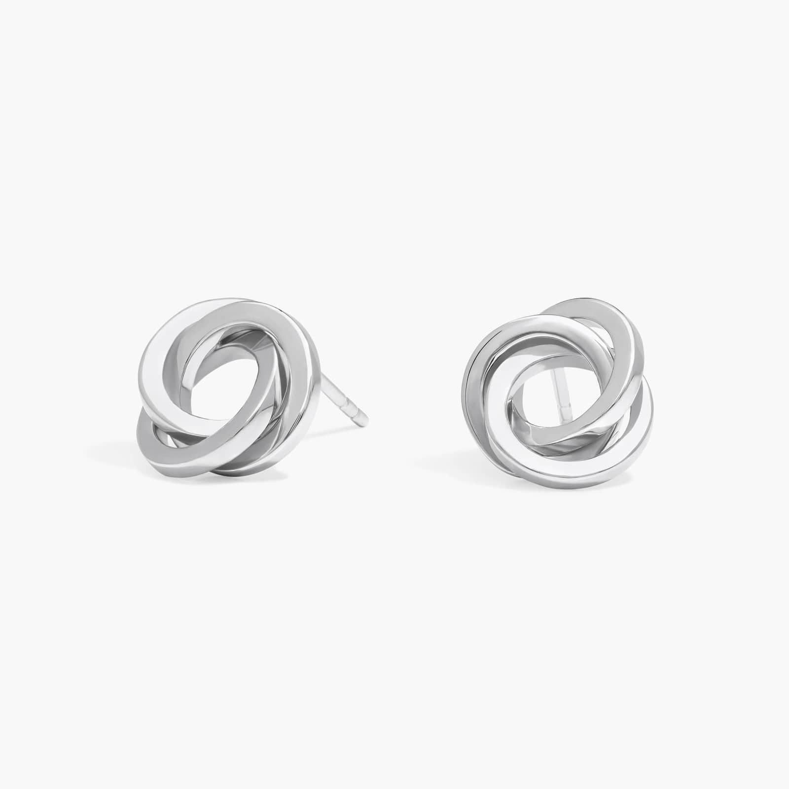 Flat Love Knot Stud Earrings in Sterling Silver
