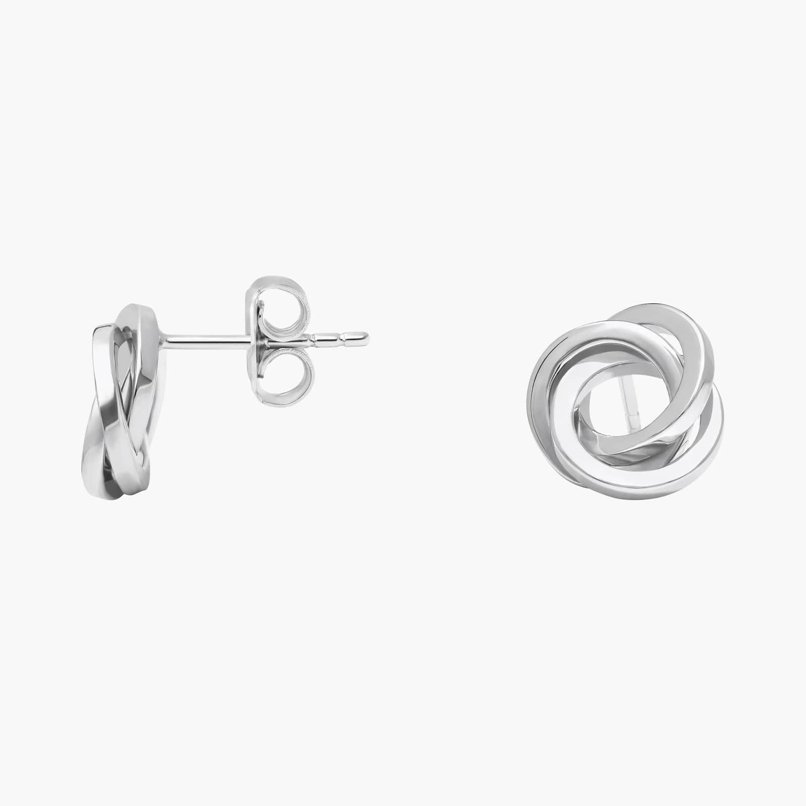 Flat Love Knot Stud Earrings in Sterling Silver