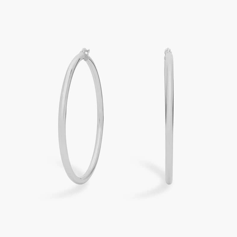 Statement Polished Hoop Earrings in Sterling Silver (3 x 67 mm)