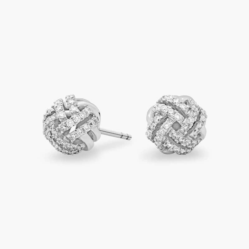 Love Knot Diamond Stud Earrings in 14k White Gold (5/8 ct. tw.)