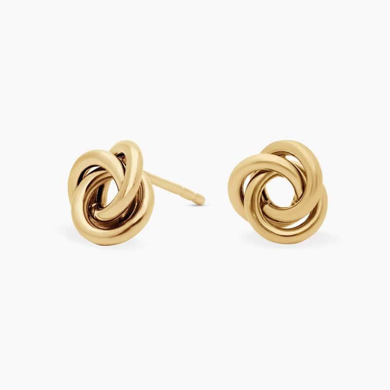 Petite Love Knot Earrings in 14k Yellow Gold