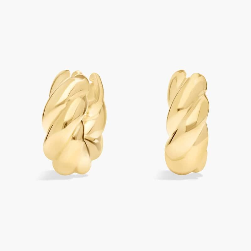 Classic Twisted Hoop Earrings in 14k Yellow Gold (7 x 18.5 mm)
