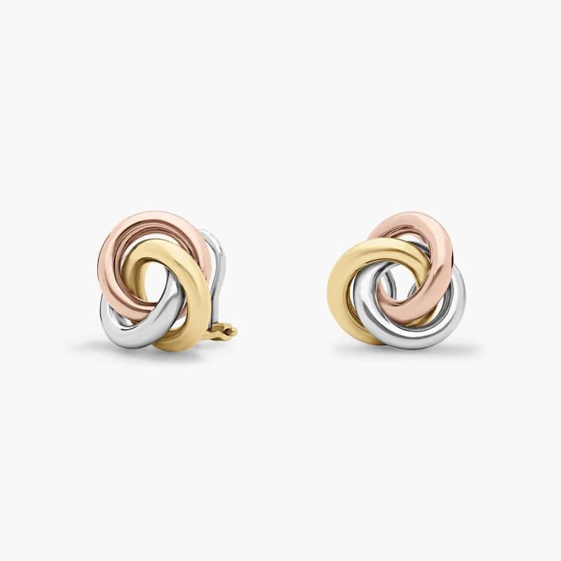 Oversized Love Knot Stud Earring in 14k Tri-Color Italian Gold