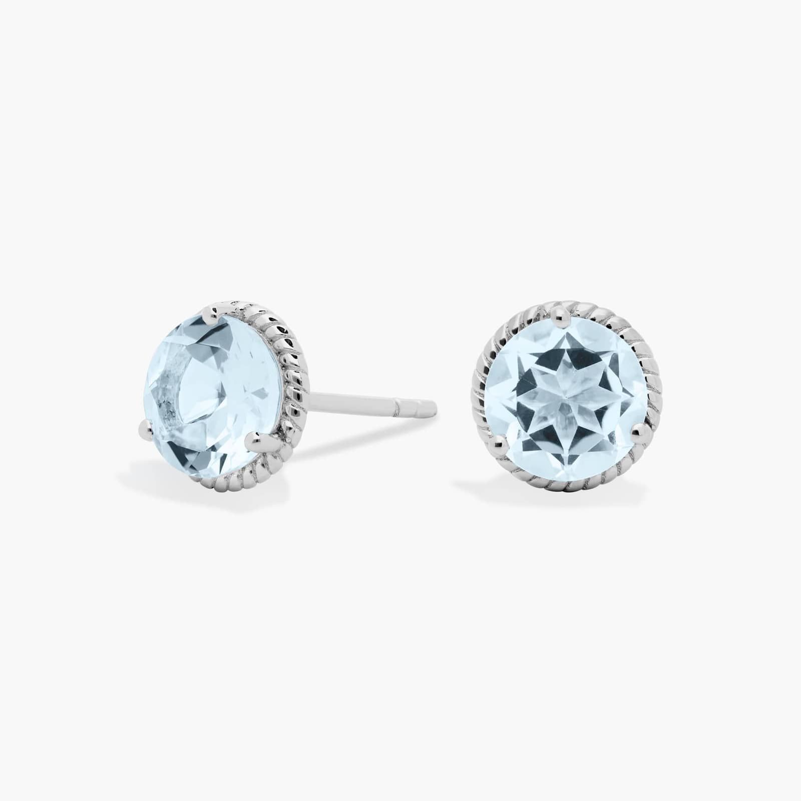 Good Silver Aquamarine Stud Earrings