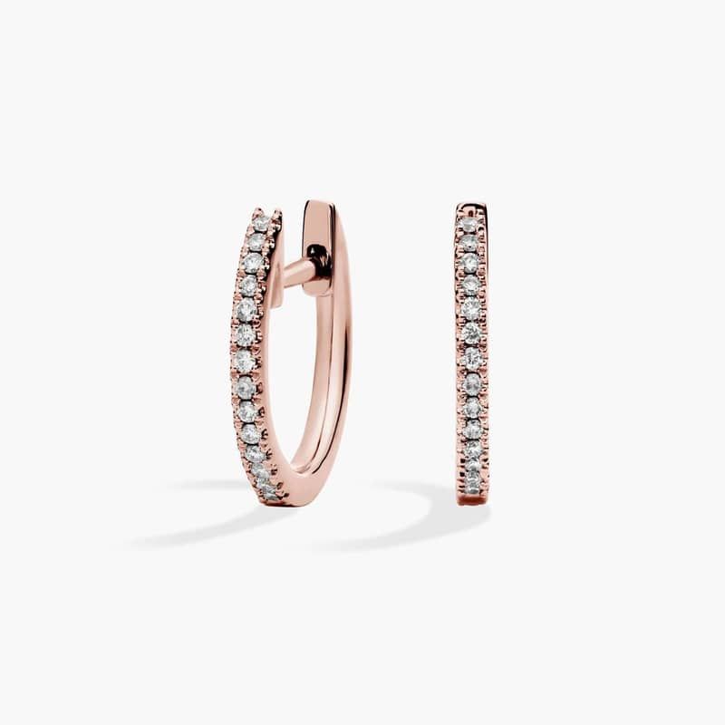 Petite Diamond Huggie Hoop Earrings in 14k Rose Gold (1/10 ct. tw.)