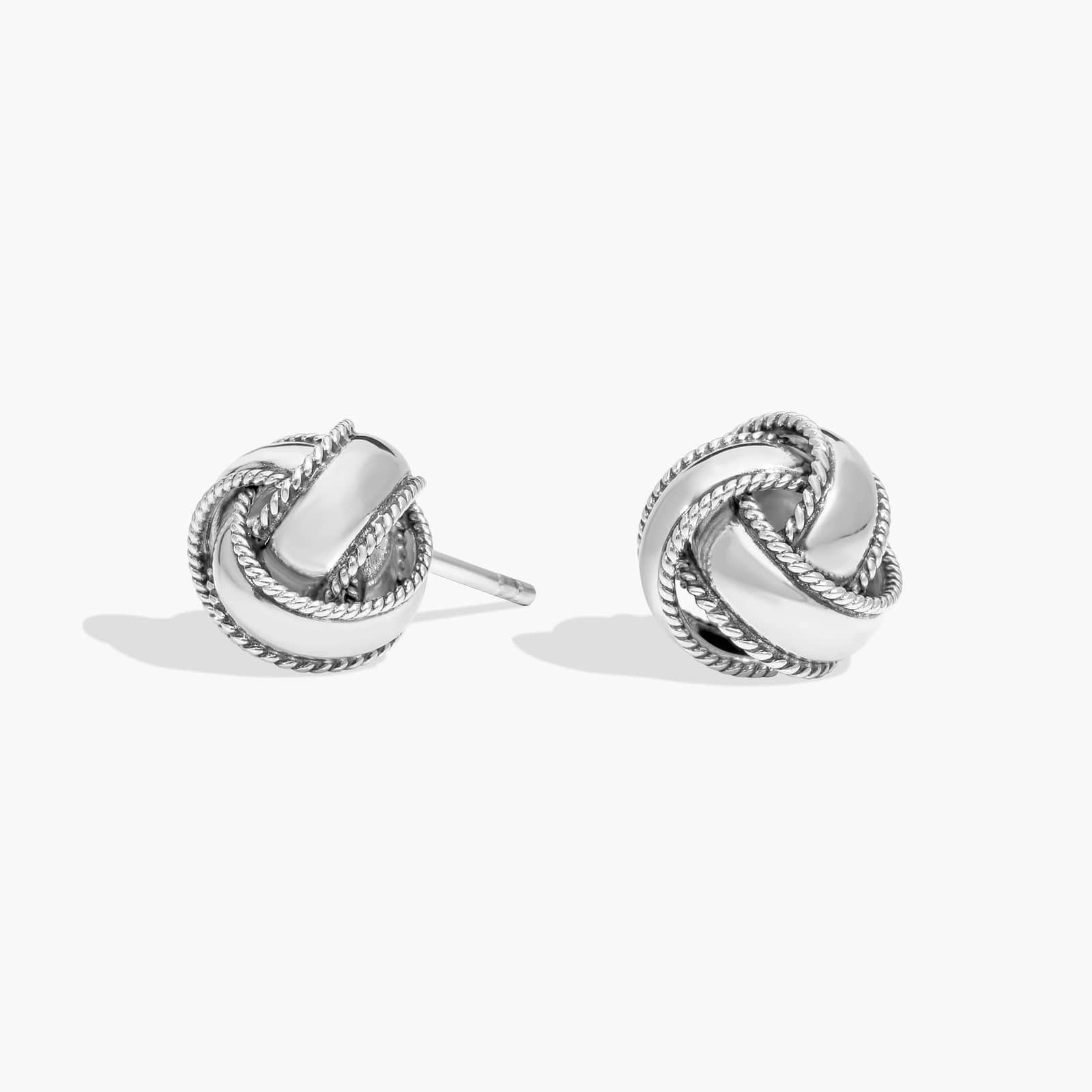 Roped Love Knot Earrings in Sterling Silver