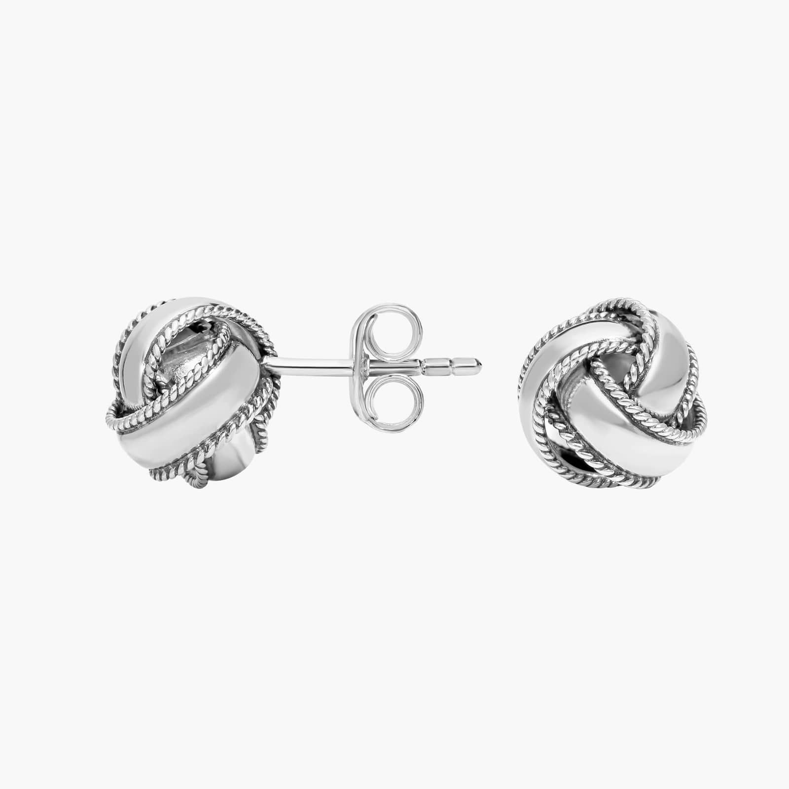 Roped Love Knot Earrings in Sterling Silver